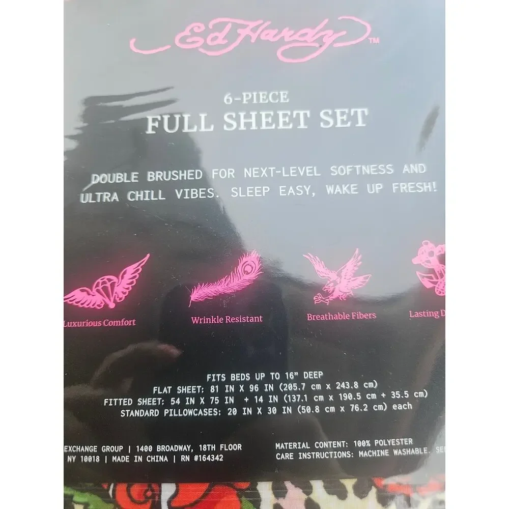 Ed Hardy 6 piece Full sheet set Leopard fits 16